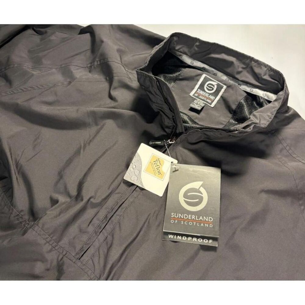 Sunderland of Scotland Golf Pullover Jacket Men's XL Windproof Teflon Black NWT